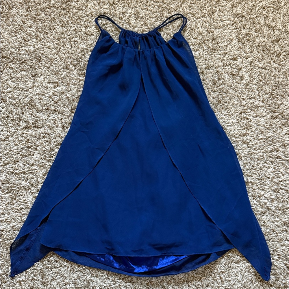 Royal Blue Halter Overlay Blouse